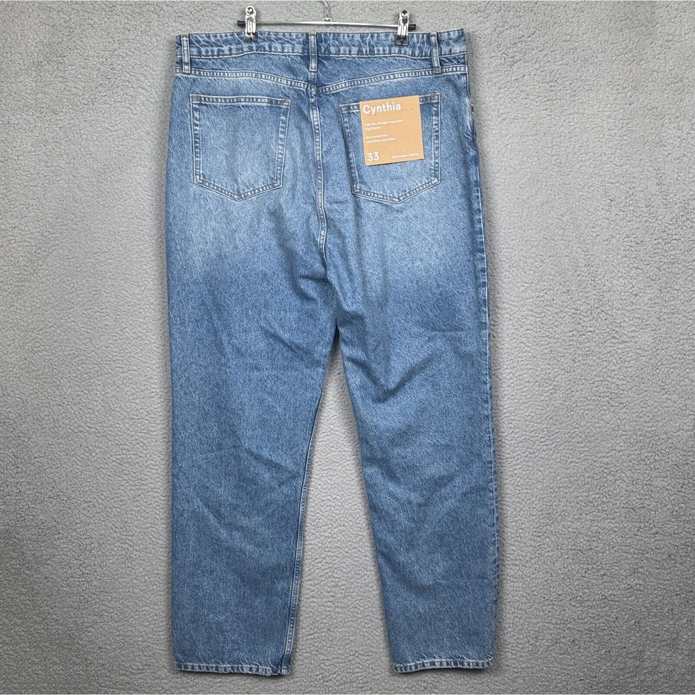 Reformation Jeans Womens 33x33 Blue Cynthia High Rise Straight‎ Long Preppy Eco - Picture 2 of 16